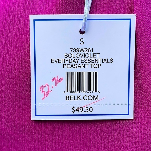 Kaari Blue Fuchsia Peasant Blouse New With Tags - Picture 4 of 6